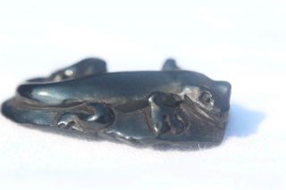 High Detailed Hand Carved Whitby Jet Quality Mini Lizard Cabochon Carving 28mm