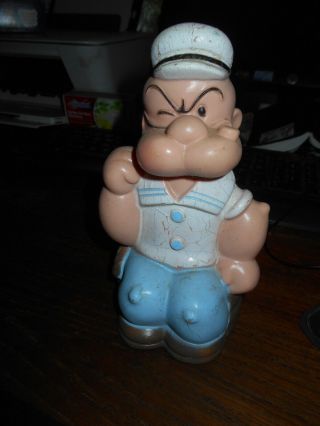 Popeye The Sailor Man Vintage Vinyl Toy Bank King Features 8 " Almost Play Pal Ny