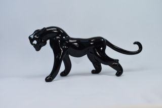 Black Panther Figurine Of Blown Glass Crystal