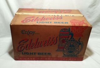 Vintage Edelweiss Beer Returnable Case With 20 Bottles Pickett Dubuque Iowa