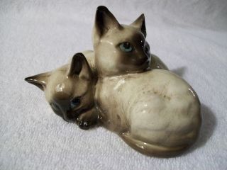 Porcelain Ceramic Figurine Sculpture Beswick Cat Siamese Kittens Vintage 1296