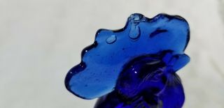 Vintage GLASS HEN ROOSTER ON A NEST Cobalt Blue Candy Dish 3