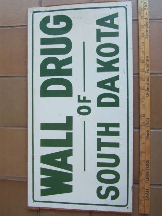 Vintage Old Wall Drug Of South Dakota Metal Tin Sign On Wood Frame J&j On Back