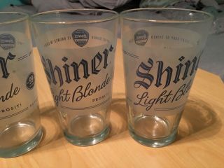 4 Shiner Light Blonde Beer Pint Glasses.  Shiner,  Texas Brewer 2