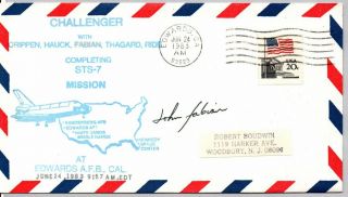 Space Shuttle Astronaut John Fabian Signed Sts - 7 Landing Cover 6/24/83