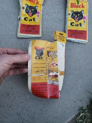 Vintage Black Cat 80 Shot Firecracker Labels 2 Pack and old box label 1960s 70s 4