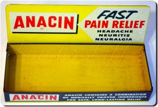 Vintage Anacin Pain Relief Store Display Flip Up Tin 1950 