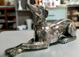 1940s Silver Metal Jennings Bros Cast Whippet Greyhound Dog