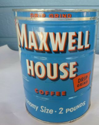 Vintage Maxwell House Coffee 2 Lb Keywind Tin Can Right Lid General Foods