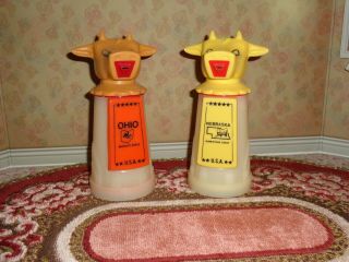 Whirley State Moo Cow Creamer Ohio (orange) & Sippy Straw Nebraska (yellow)