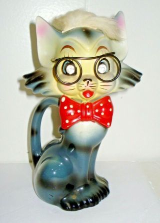 Vintage Art Deco Porcelain Cat Figurine Cute Glasses Design Nr
