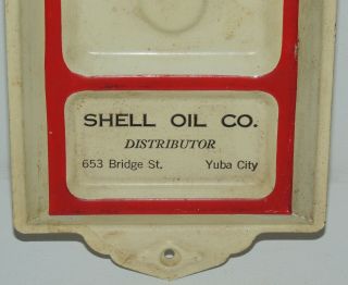 Vintage VIRGIL SWIFT Advertising Thermometer SHELL OIL Yuba City CA Gas Station 2
