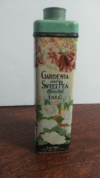 Vintage Advertising Tin Lander Gardenia And Sweet Pea Talc