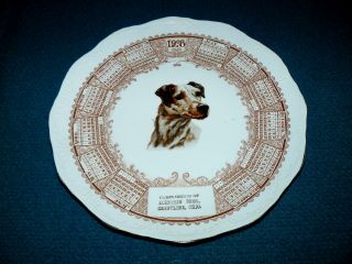 1908 Vintage : Calendar Plate With Hunting Hound Dog @ Eckstien Brothers