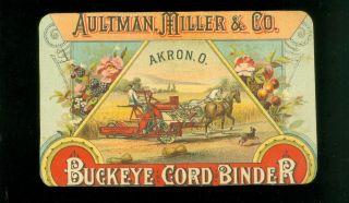 C1890 Aultman Miller Buckeye Cord Binder Agriculture Trade Card