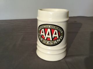 Vintage Aaa Cleveland Ceramic Mug American Automobile Association Cup