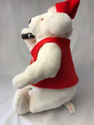 1999 Coca Cola Music & Motion Drinking Polar Bear Plush Arm & Head Moves Xmas 5