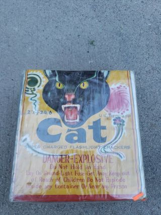 Vintage Black Cat Firecracker Label 1950s Pack Made In Machu
