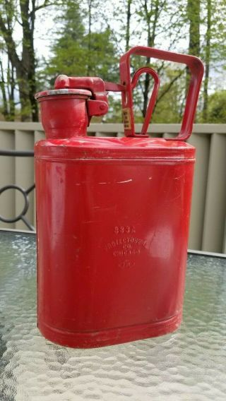 Vintage Protectoseal Co.  Chicago 883a Gas Can Red Metal 1950s