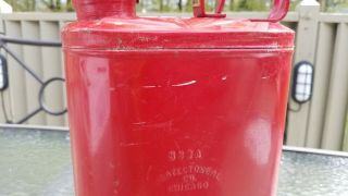 Vintage PROTECTOSEAL Co.  Chicago 883A GAS CAN Red Metal 1950s 4