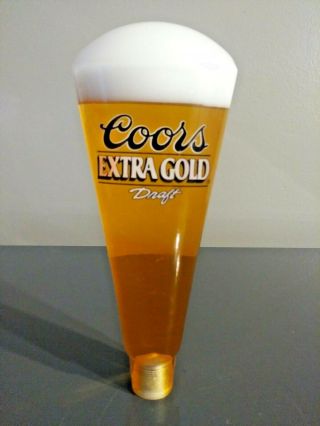 Tap Handle Coors Extra Gold Draft Acrylic Beer Glass Knob Man Cave Bar 7.  5 "
