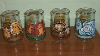 4 Welch ' s Pokemon Jelly Jar Glasses In 3