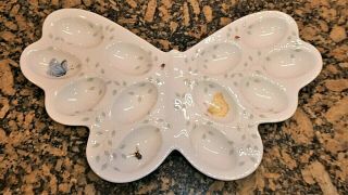 Lenox - Butterfly Meadow Sculptured Deviled Egg Plate Dish Butterflies Porcelain