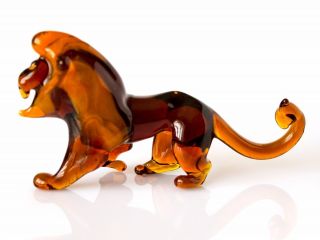 Blown Glass Funny Lion Figurine