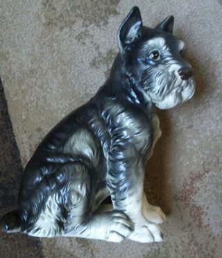 Vtg Lefton H5221 Schnauzer Figurine Dog Jumbo 11.  75 " Pottery Figurine Rare