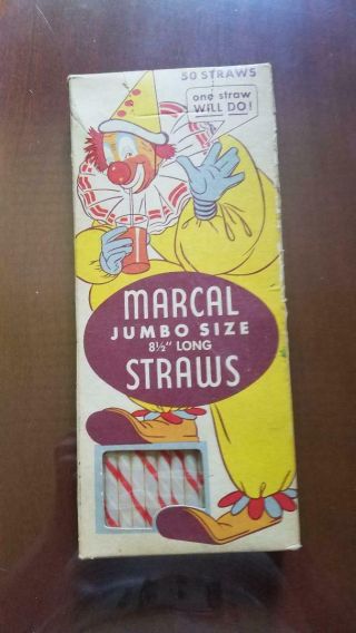 Vintage Marcal Jumbo Size Paper Straws - (50 Straws) 1966 -,