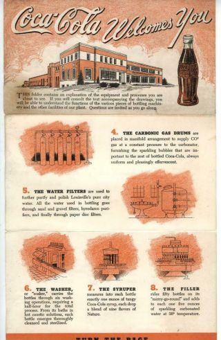Vintage Coca - Cola Welcomes You Louisville Kentucky Bottling Plant Tour Pamphlet