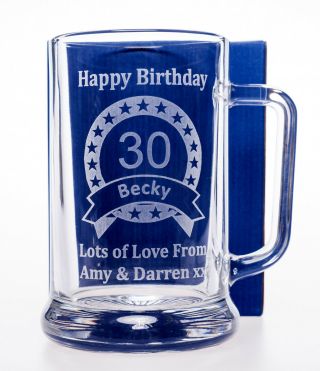Personalised/engraved Birthday Pint Glass Tankard Gift For 18th/21st/30th/40th