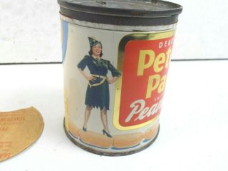 Vintage Derby Peter Pan Salted Peanuts 3 1/2 " Advertising Tin Can W/lid