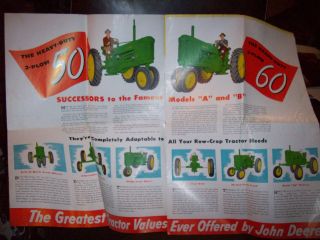 1952 John Deere 50 & 60 Tractor Newspaper Style Advertising Brochure