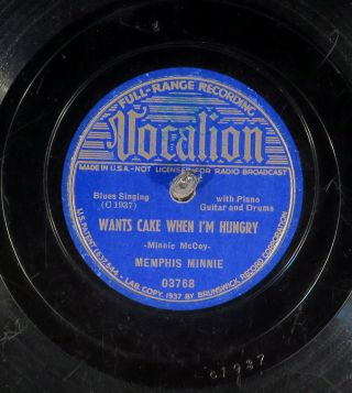 78 Rpm - - Memphis Minnie,  Vocalion 03768,  V Blues