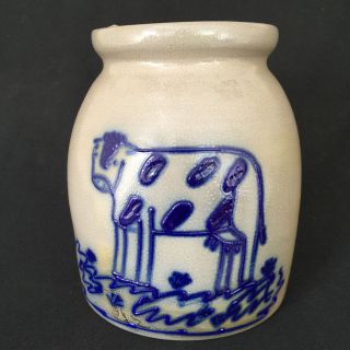 Bbp Beaumont Brothers Pottery Cow Salt Glazed Stoneware Crock 1995