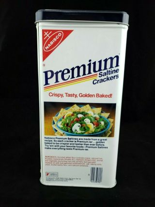 Vintage Nabisco Premium Saltine Crackers Tin 1985 Dark Lid 4