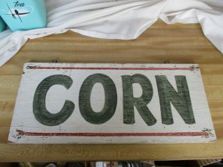 Vintage Primitive Wood Farm Stand Corn Sign - Paint Agriculture Decor