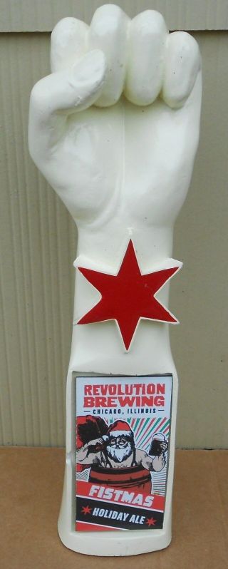 Revolution Brewing Co Fistmas Holiday Ale Santa Figural Beer Tap Handle Chicago