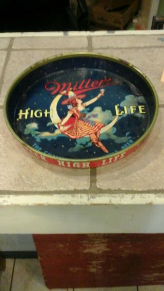Vintage Miller High Life Maid In The Moon 12 Inch Beer Tray