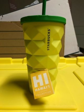 Starbucks Hawaii 2016 Pineapple Grande 16 Oz.  Metal Tumbler Cup With Damage