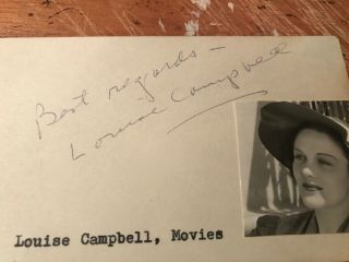 Louise Campbell Autograph,  Actress,  “the Buccaneer” 1938