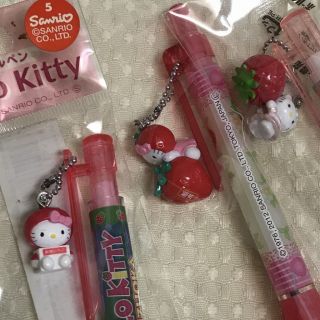 Hello Kitty Ballpoint Pen Shizuoka - Strawberry In The Box 2003 With Gotochi Charm