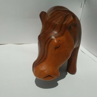 Hippo Hand Carved Heavy Hard Wood.  Vintage Hippopotamus