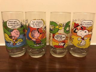 Vintage Mcdonalds Camp Snoopy Glasses,  Set Of 4