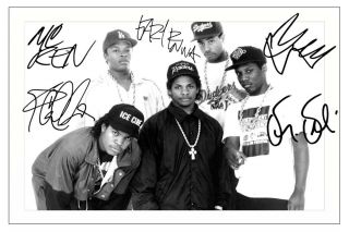 Nwa Fully Signed Photo Print Autograph Ice Cube Dr Dre Eazy - E Yella Mc Ren