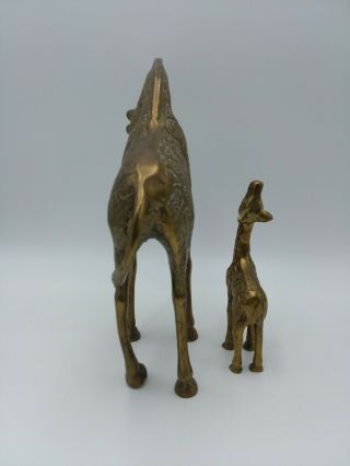 Vintage Mother & Baby Giraffe Set Solid Brass 7