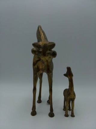 Vintage Mother & Baby Giraffe Set Solid Brass 8