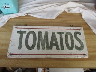 Vintage Primitive Wood Farm Stand Tomatos Sign Paint Agriculture Decor