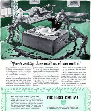 Mcbee Keysort Card Robots Running The Office Richard Decker Cartoon 1950 Ad